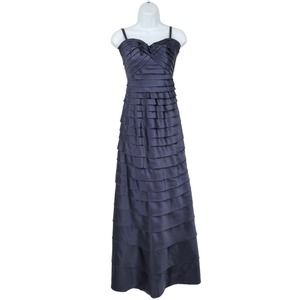 BCBGMaxazria Dark Blue Grey Multi Way Tiered Gown Evening Dress Sz 4